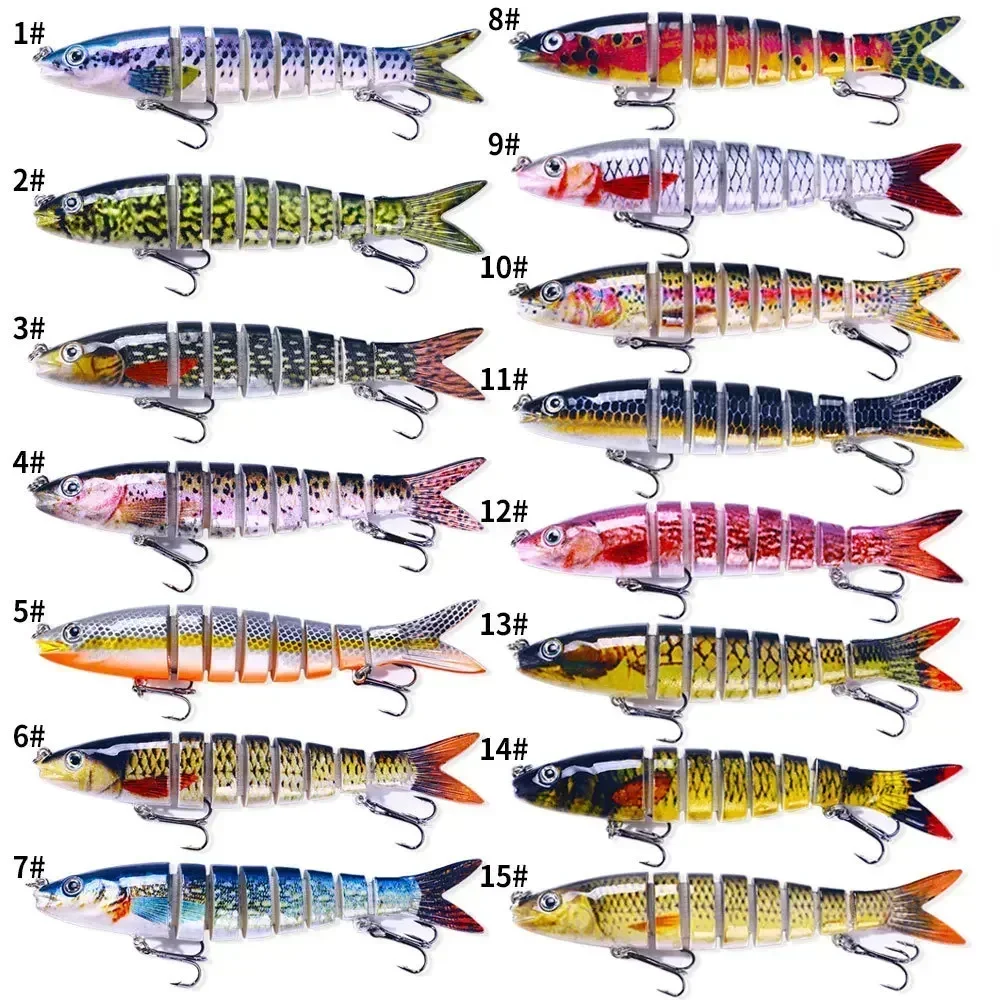 13.4 centimetri Minnow Wobblers Luccio Esche Da Pesca Artificiali Multi Snodate Sezioni ArtificiaHard Bait Traina Bass Carpa Strumenti