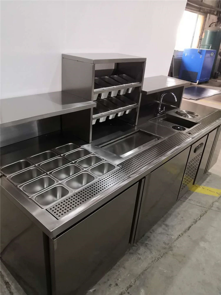 1.5meters Long Custom Made Bubble Tea Preparing Refrigerate Working Counter Milktea Bar Bubble Tea Machine