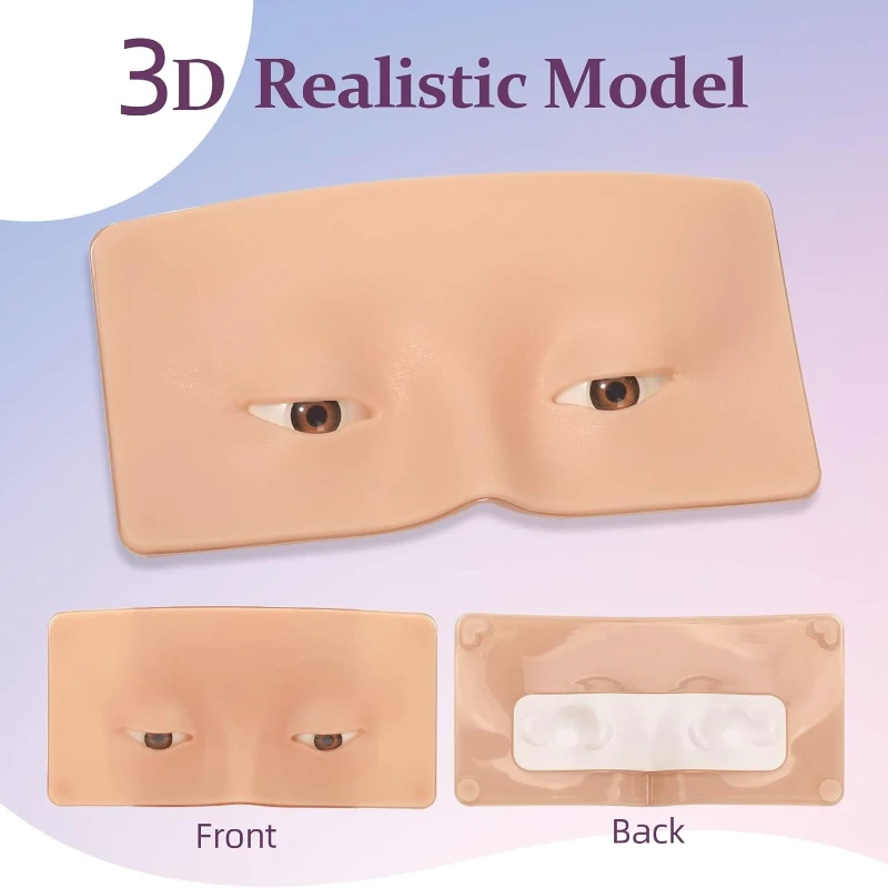 

3D Silicone Face Makeup Practice Board - Reusable Aid for Eye Makeup, Eyebrow, Shadow and Eyelash Extension Training (Open Eyes)