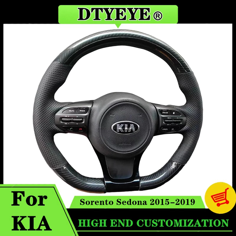 

Customized Car Steering Wheel Cover For Kia Sorento 2015-2018 Sedona 2015-2019 Carbon Fiber Leather DIY Steering Wheel Braid