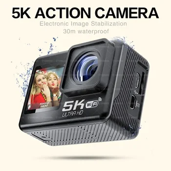 Remote Control 5K WiFi Anti-shake Action Camera 4K 60FPS Dual Screen 170° Wide Angle 30m Waterproof Sports Camera with Remote Control