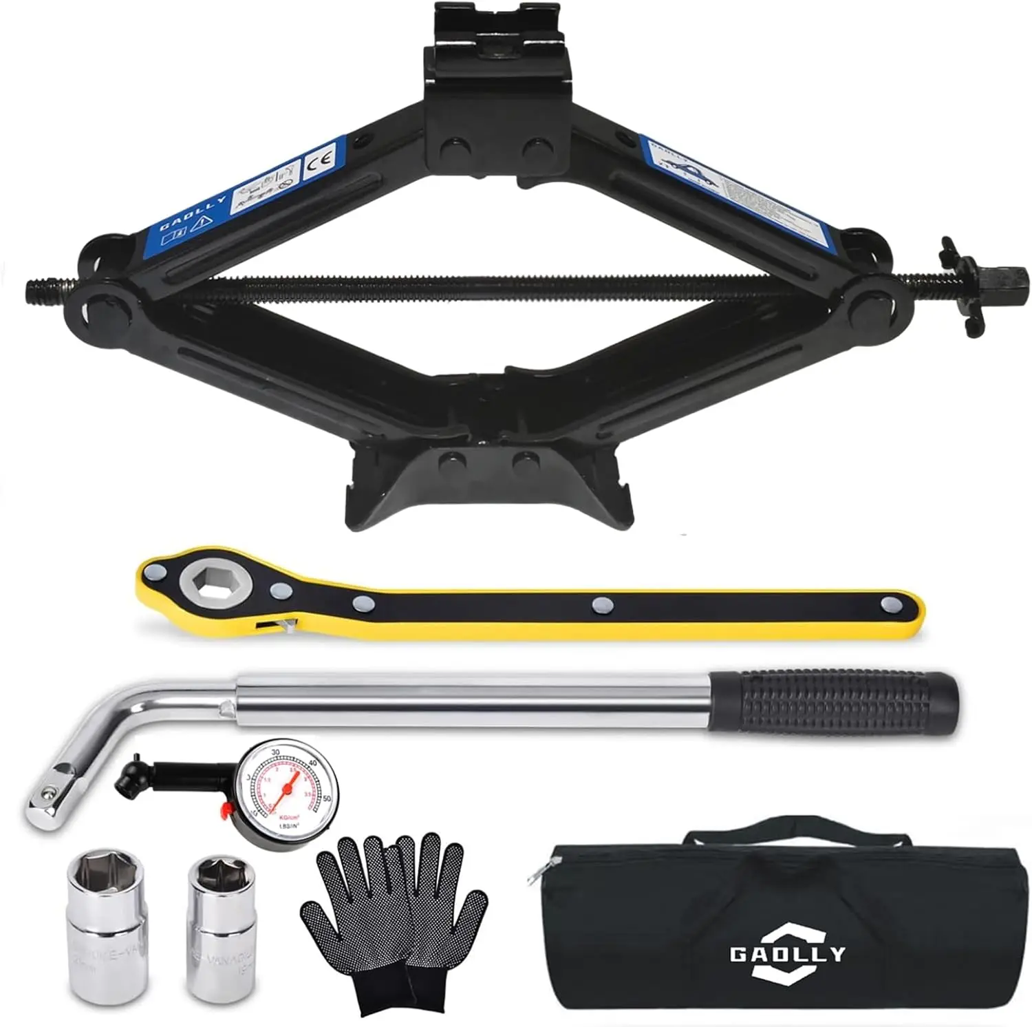 

2 Ton Car Scissor Jack Kit with Lug Wrench & Tire Tools for Sedan, SUV, MPV Emergency Use