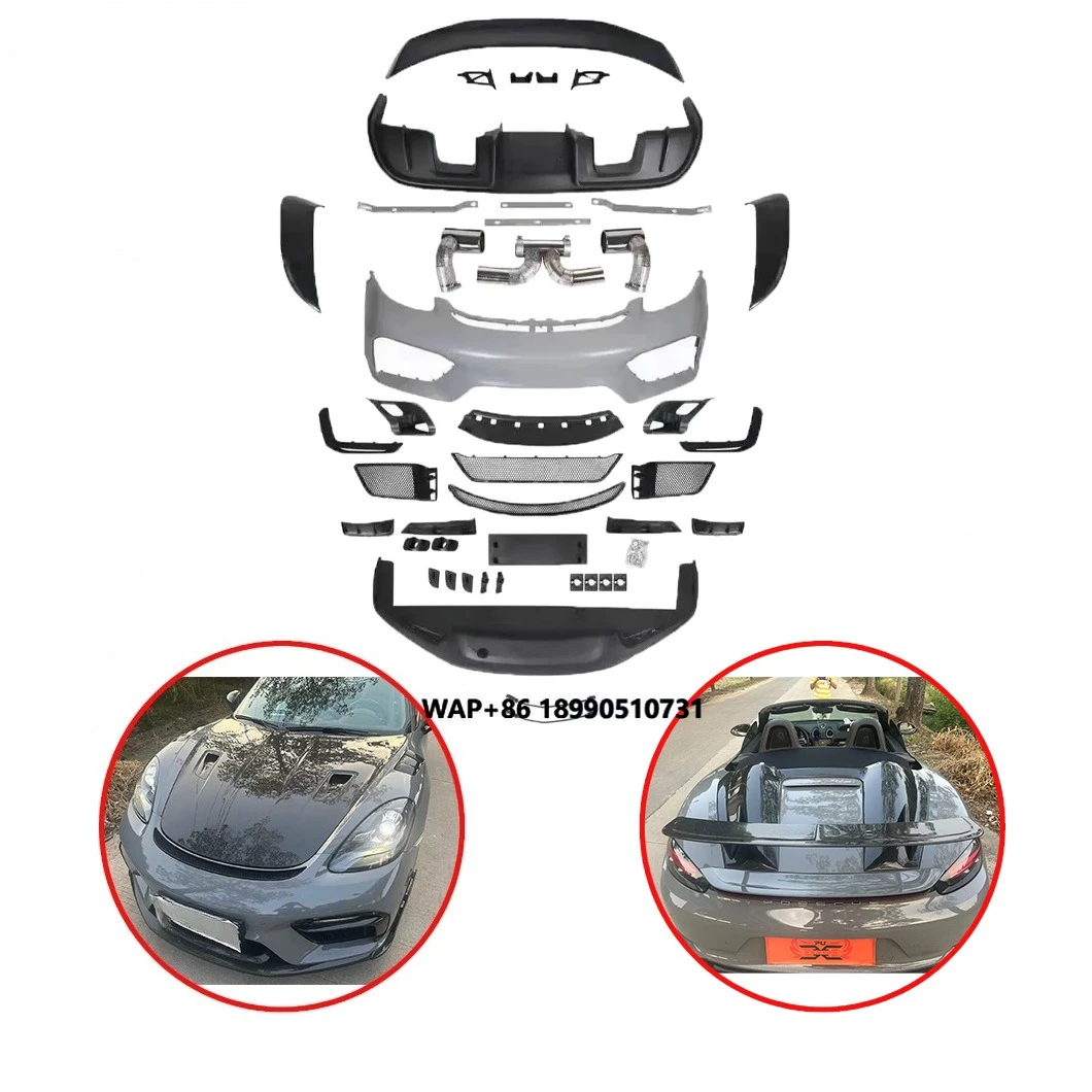 

Upgrade for RS Style Body Kit for Porsche 718 Boxster Cayman Plastic PP Front Lip Bumper Side Skirts Rear Diffuser Auto Parts