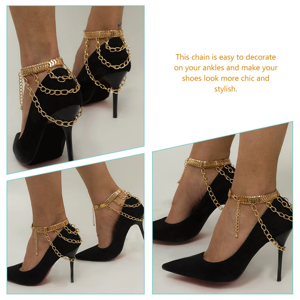 

2pcs High Heel Ankle Chain Decoration For Women Shoe Chains High Heel Accessory Costume Jewelry Ankle Bracelets Shoe Charm Decor