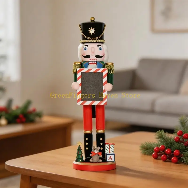 F68D Traditional Nutcrackers Wooden Figurine With Mini Message Board Christmas Gift