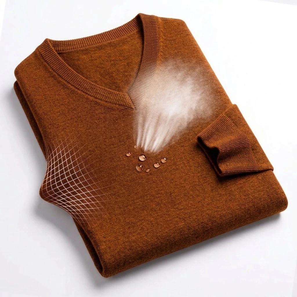 Herbst Herren V-Ausschnitt Strickpullover Slim Fit Langarm Anti-Pilling Pullover Einfarbig Trend Herren Streetwear Luxus Business – Detail 7