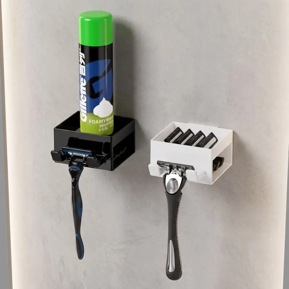 No Drilling Required Shaver Storage Rack Damage-Free Multi-Functional 3-in-1 Shaver Hook Anti-drop Design Reusable