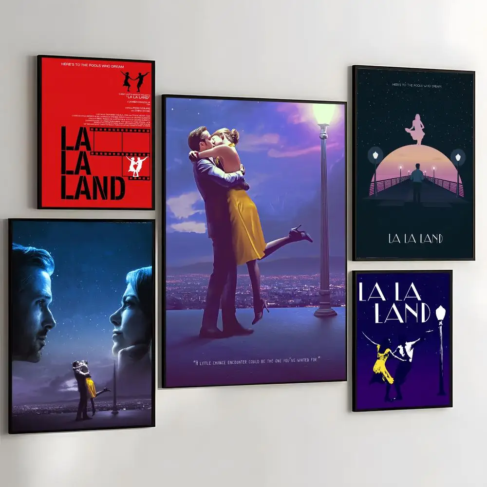 L-LA LA LAND Retro Painting Calligraphy Self Adhesive Wall Art Waterproof Print For Bedroom Living Room Hallway Home Decor