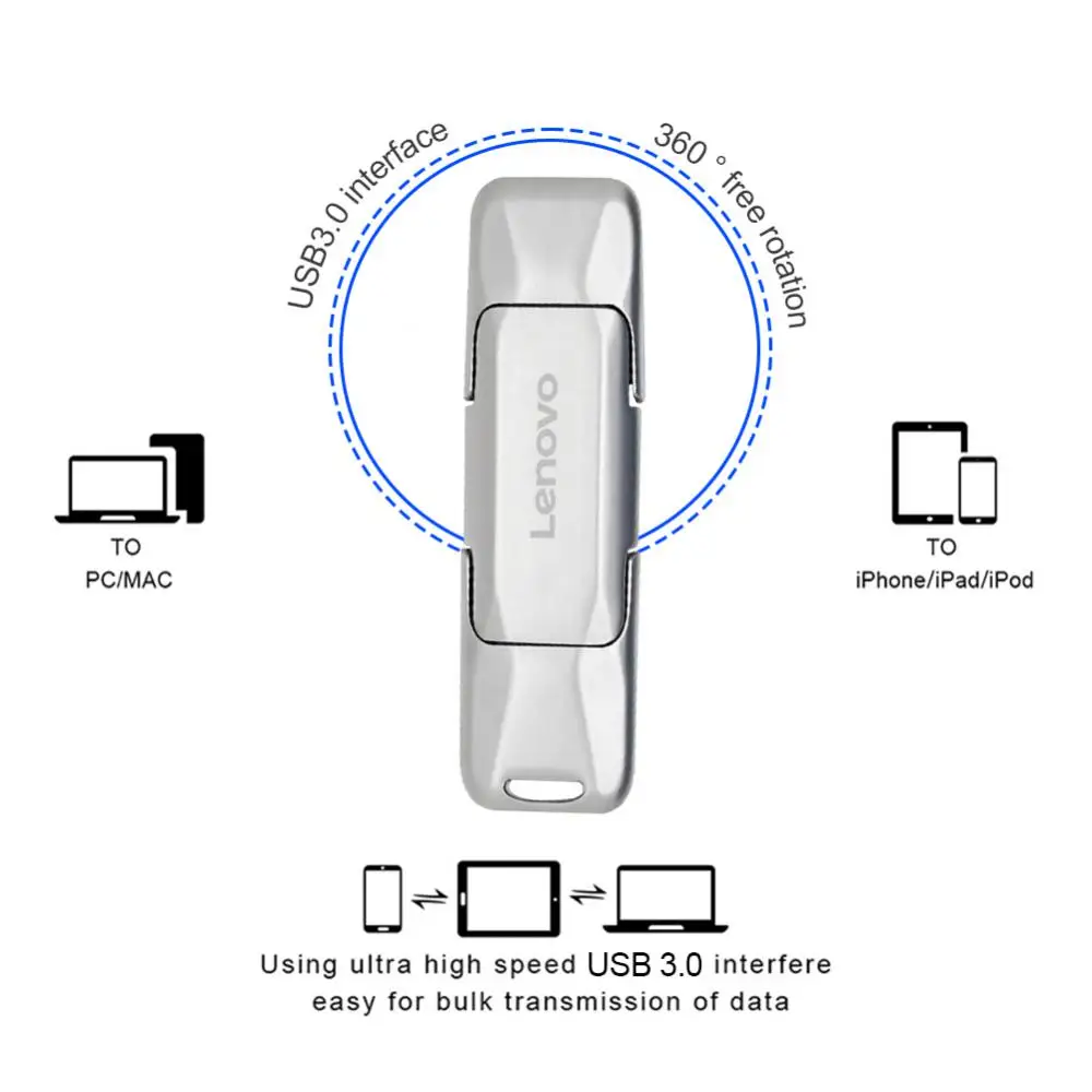 Флэш-накопители Lenovo, флэш-накопители Usb 3,0 Mini, высокоскоростной металлический флеш-накопитель 1 ТБ, 128 ГБ, портативный накопитель, водонепроницаемая память, U-диск