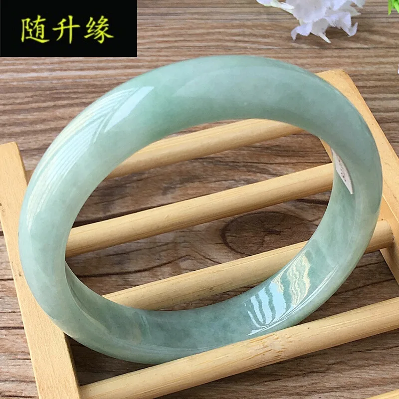 Mine Timber Fruit Green Formal Wear round Wide Version Small Large Size Burma Jade Bracelet 56