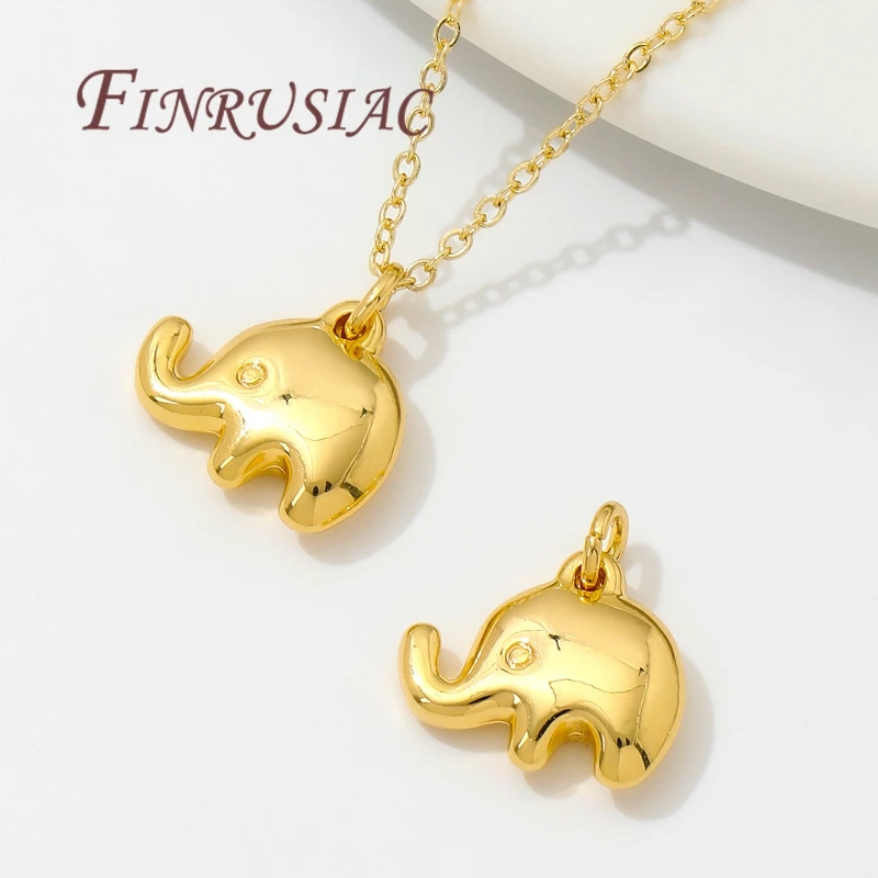 18K Gold Plated Brass Elephant Shape Charms For Earrings Accessories Trendy Charm Pendants For Necklace Making DIY Findings