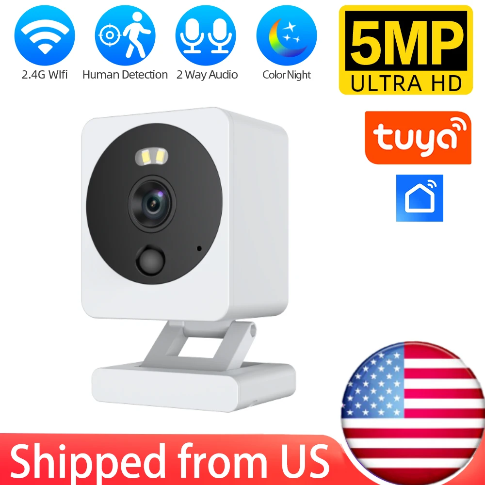 

Fold Smart Life Home Mini Outdoor Tuya Wifi Security Camera 5MP Motion Detection Wireless CCTV Surveillance Camera Waterproof