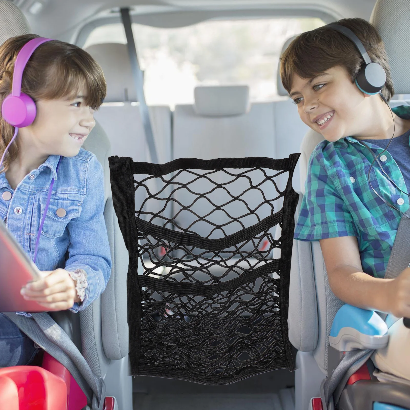 

1Pcs Vehicle Seats Organizer Portable Mesh Net Bag for Business Cards Invoices Phones Purse Convenient Driving Accessory