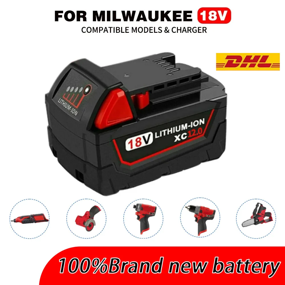 

12.0Ah 18V for Milwaukee M18 Detachable Battery M18B6 XC Li-Ion 48-11-1860 48-11-1852 or Charger 48-11-1850 48-11-1840