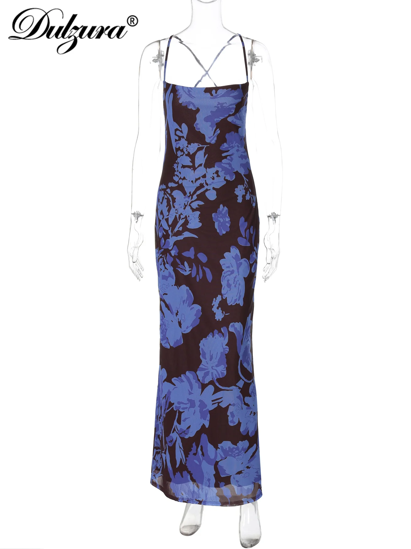 Dulzura Femmes Sans Manches Dos Nu Moulante Maille Imprimé Cami Robe Maxi Sexy Élégant Décontracté Robe Longue Party Club Vêtements D'été