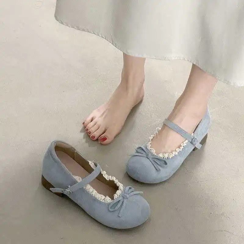 Spring/ Autumn Elegant Butterfly Bow Buckle Sexy Low Heel Mary Jane Shoes Fashionable Best Selling New Comfortable Women's Shoes