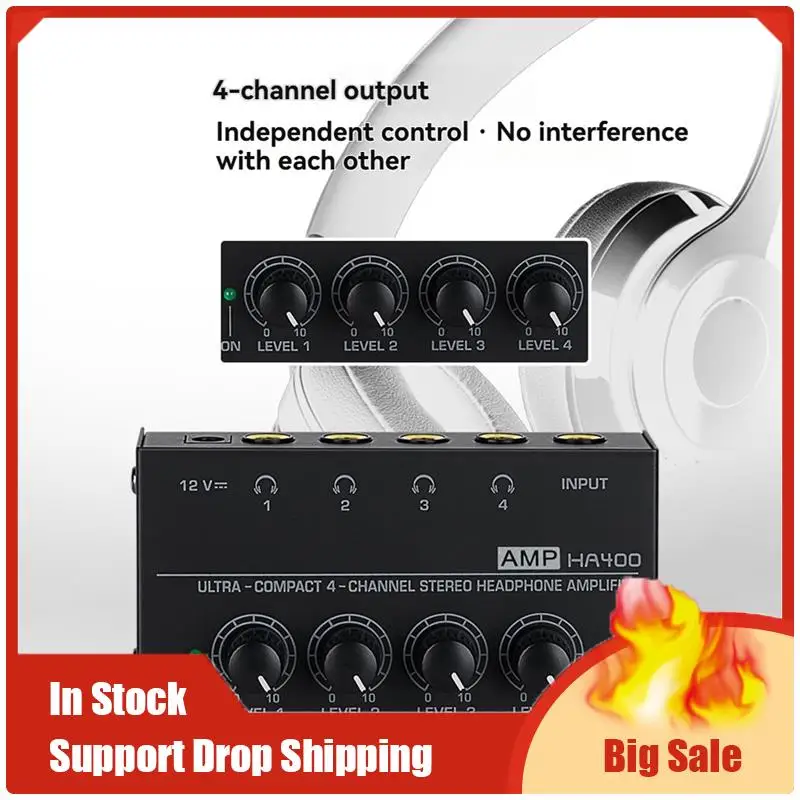 Top-Angebote: Mini-Stereo-Kopfhörerverstärker, 4 Kanäle, ultrakompaktes HA400-Audio, 6,5 mm auf 3,5 mm Klinkenkonverter im Lieferumfang enthalten, US-Stecker