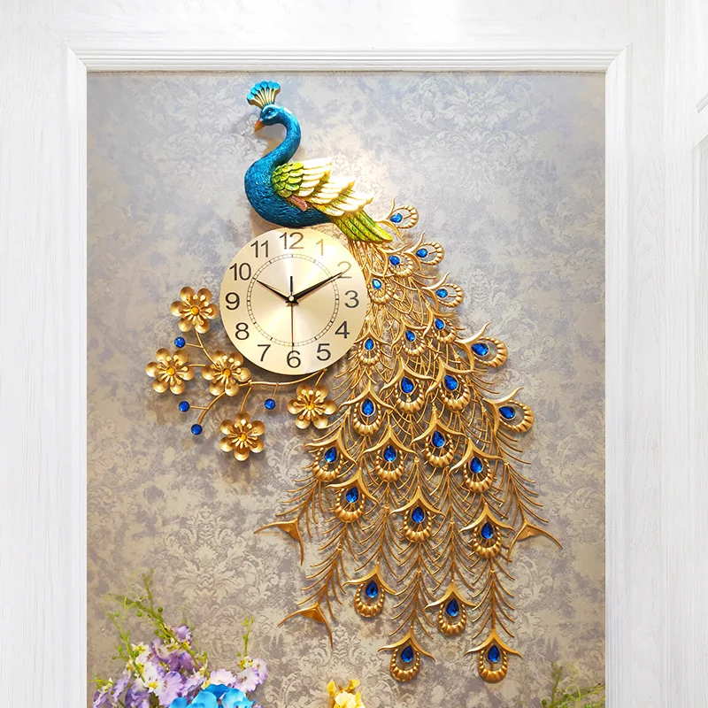 

Modern fashion entrance living room decoration silent clock light luxury art creative iron bird clock