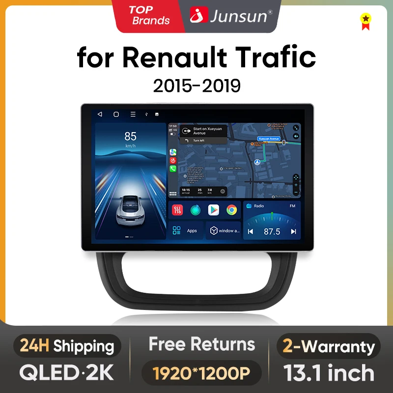 Junsun X7 MAX 13.1“ 2K Wireless CarPlay Android Auto Car Radio For Renault Trafic 3 2015-2019 For Opel Vivaro B autoradio