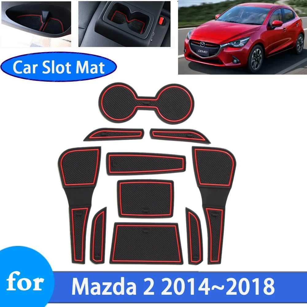 Non-slip Car Slot Mat for Mazda 2 Mazda2 DJ DL Demio 2014 2015 2016 2017 2018 Anti-slip Rubber Mats Door Groove Auto Accessories