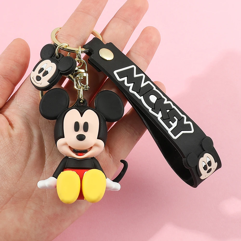 Disney Anime Mickey Keychain Cartoon Stitch Cute Minnie Keyring Student Bag Hanging All-match Car Key Chain Couple Gift