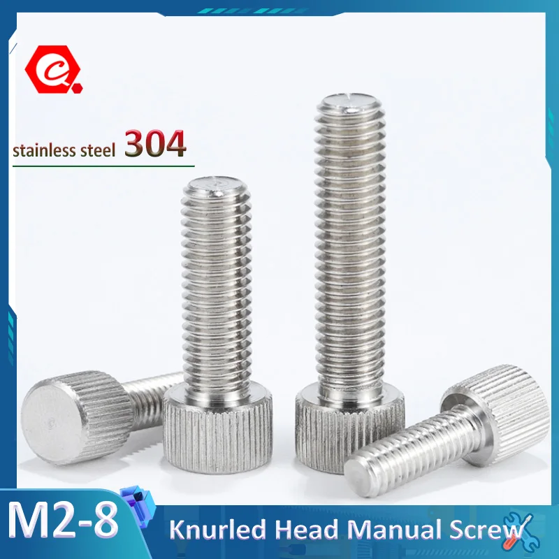 2-5Pcs 304 Rvs Thumb Schroeven, Gekartelde Kop Handmatige Aanpassing Schroef GB835 Metric M2 M2.5, m3, M4,M5,M6 M8 L = 4-40Mm