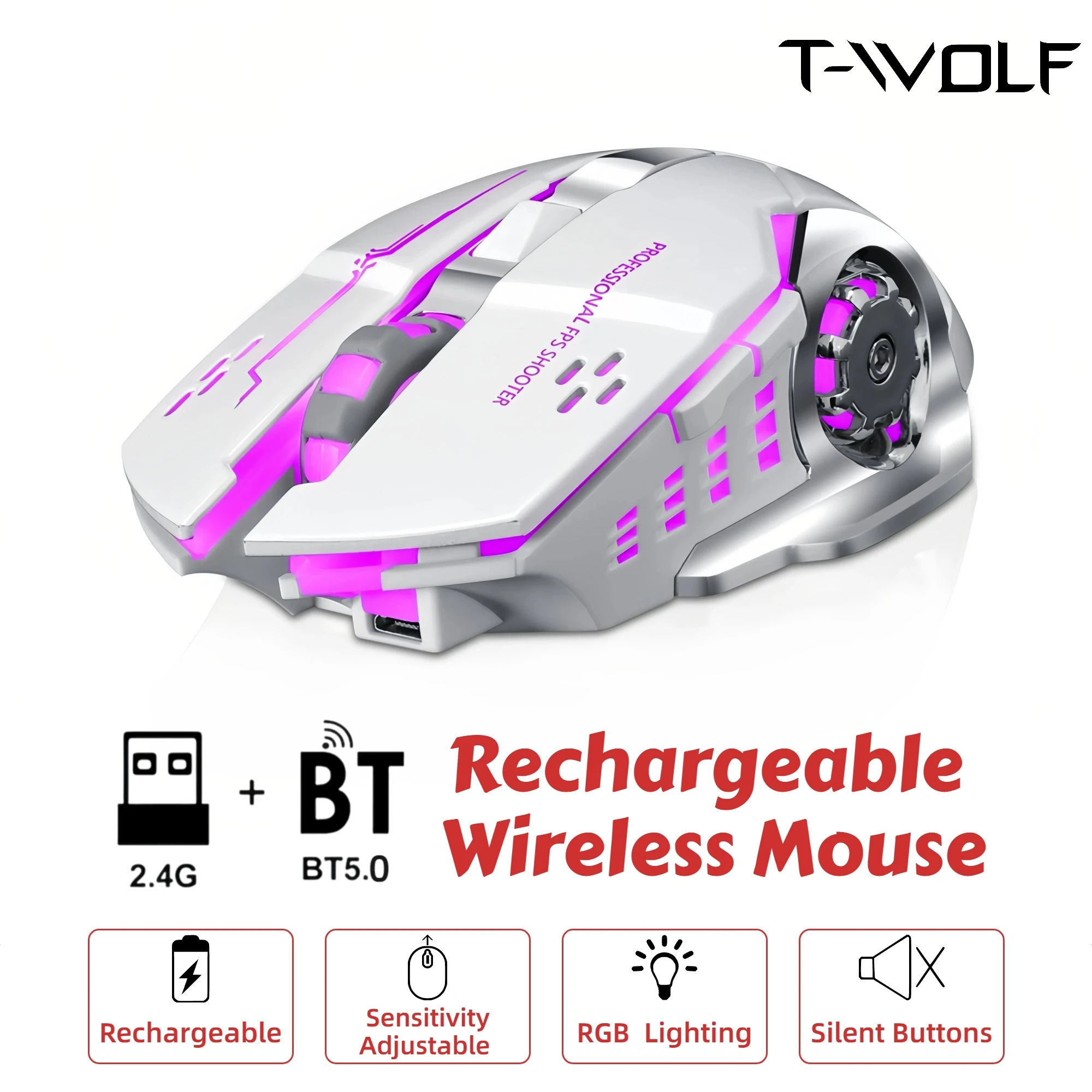 Gaming Console Ipad - Souris sans fil Bluetooth RGB Gaming