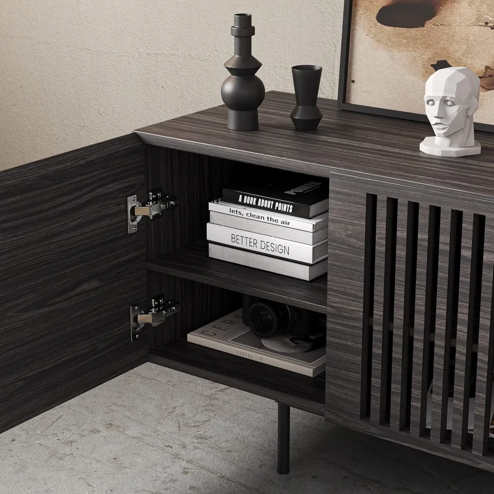 حامل تلفزيون نابولي بتصميمات حديثة من الحرف اليدوية والراحة للتلفزيون مقاس 55 إلى 65 بوصة - مركز الترفيه ووحدة التحكم في منتصف القرن