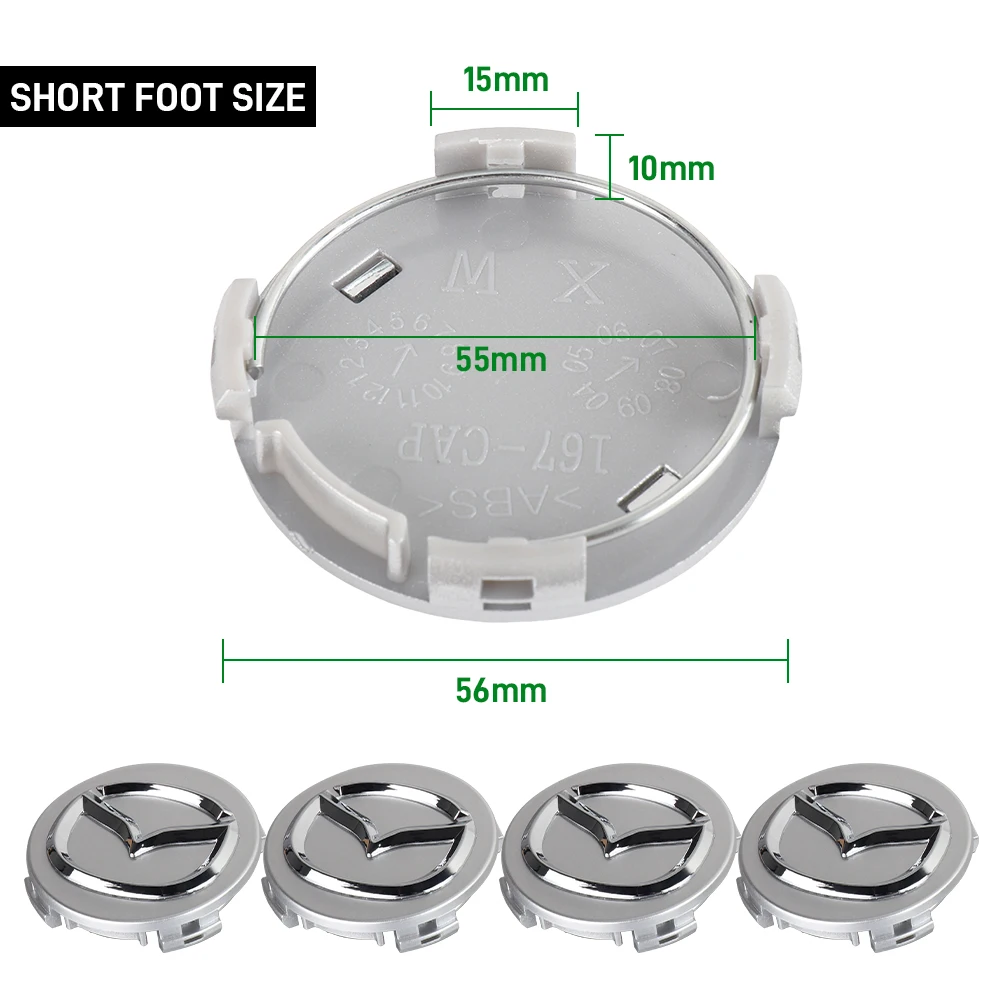 4PCS 56MM Car Wheel Center Hub Caps Covers Badge For Mazda Speed MS 2 3 5 6 7 323 RX7 RX8 Axela Atenza CX-3 CX-4 CX-5 CX-8 Demio