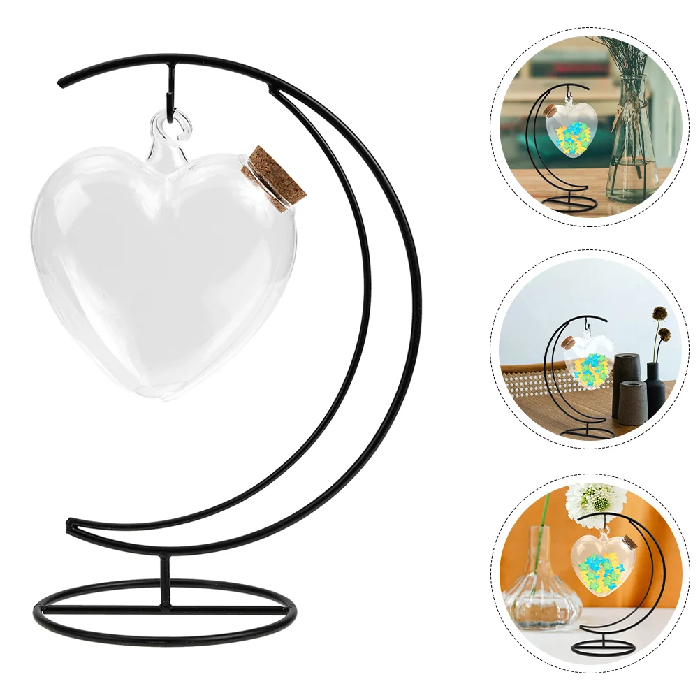 

Heart Shaped Bottle Wishing Origami Terrarium Glass Containers Bracket Wrought Iron DIY Plant Hangers