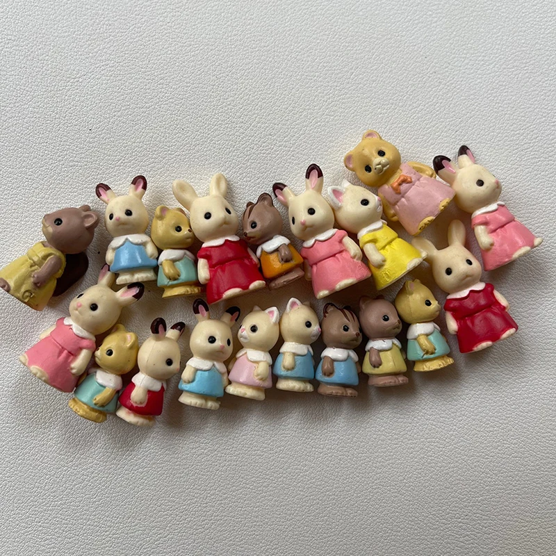 1PC Kawaii Forester Families Animal Figure Toy PVC Rabbit Doll Cat Bear Animal Model Toys For Kids Random Send Bulk Mini Toys