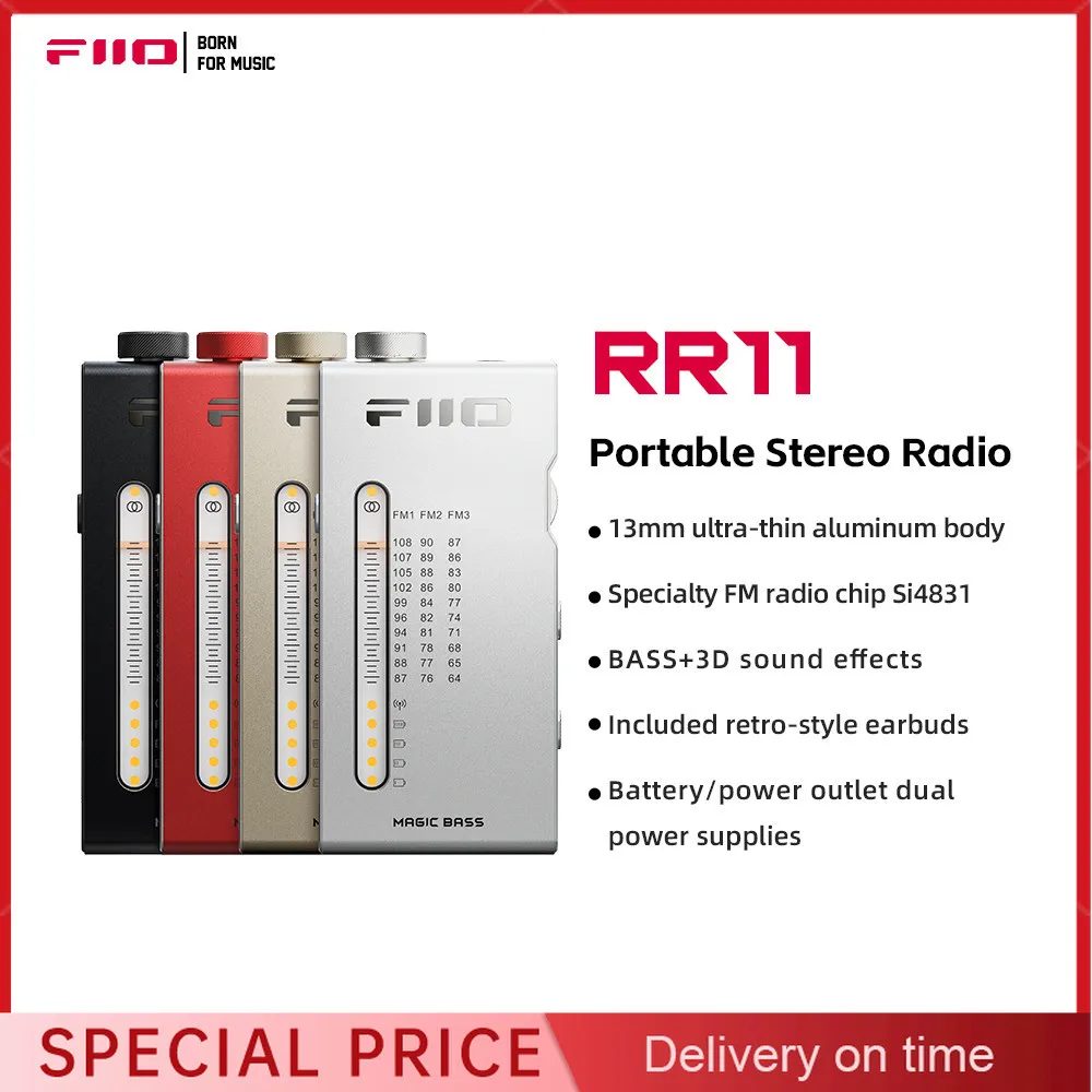 

FiiO RR11 Портативный Hi-Fi FM стерео радиоприемник с аналоговой настройкой PVR BASS + 3D звуковые эффекты 64 МГц-108 МГц