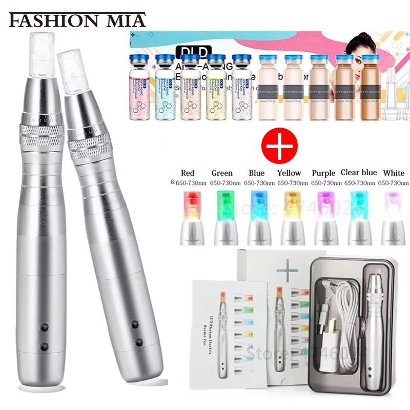 7 Color LED Light Derma Pen BB Glow Cream Microneedle Pen Set Skin Pen Microneedle Pen Skin Rejuvenation Machine