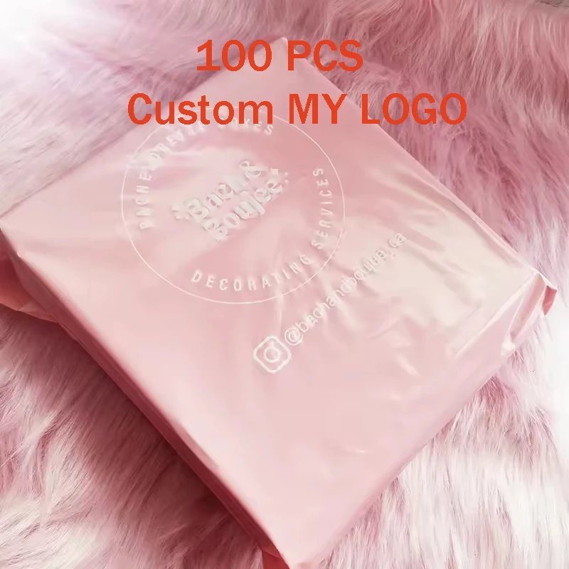 Custom LOGO Printed Mailer Pink Courier Pouch With logo Mailer Envelopes Custom Logo printed Poly Shipping Bag