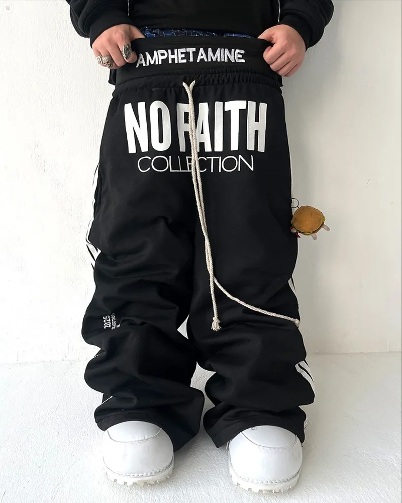 High street fashion Y2K lettera a righe ricamo modello pantaloni sportivi da uomo larghi alla moda Pantaloni hip hop gotici Harajuku rock