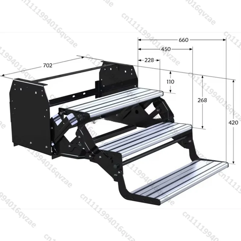 Campervan RV Three Steps Aluminum Manual Ladder