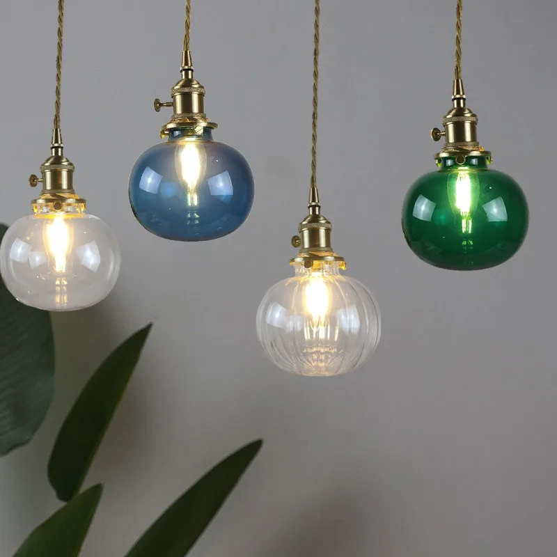 

Japanese Retro Pendant Lamp Bedroom Bedside Glass Bathroom Study Room Restaurant Bar Coffee Lighting Hanging Home Decor Light