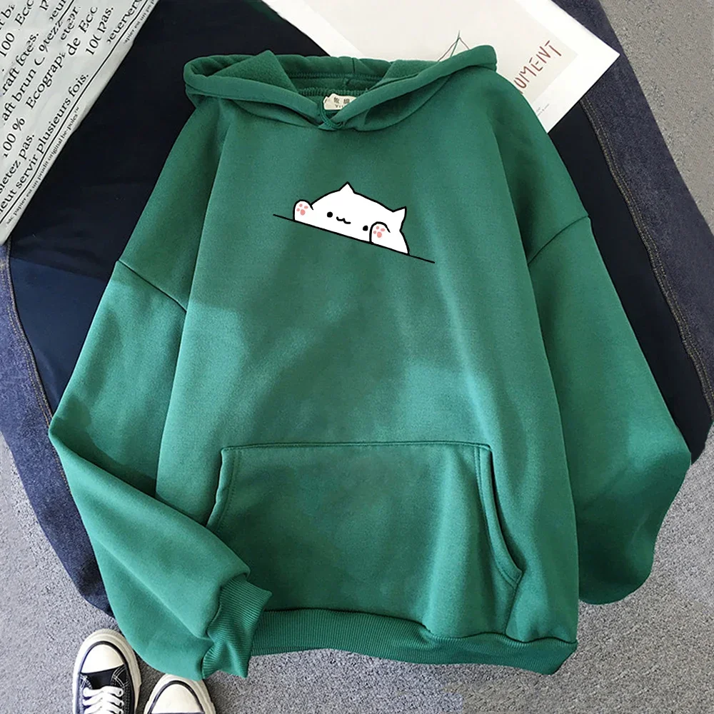 Women\'s Hoodie Cute Casual Sweatshirts Cartoon Cat Print Fashion Men Korean Style Loose Pullover Hoody Streetwear Tops Jacket