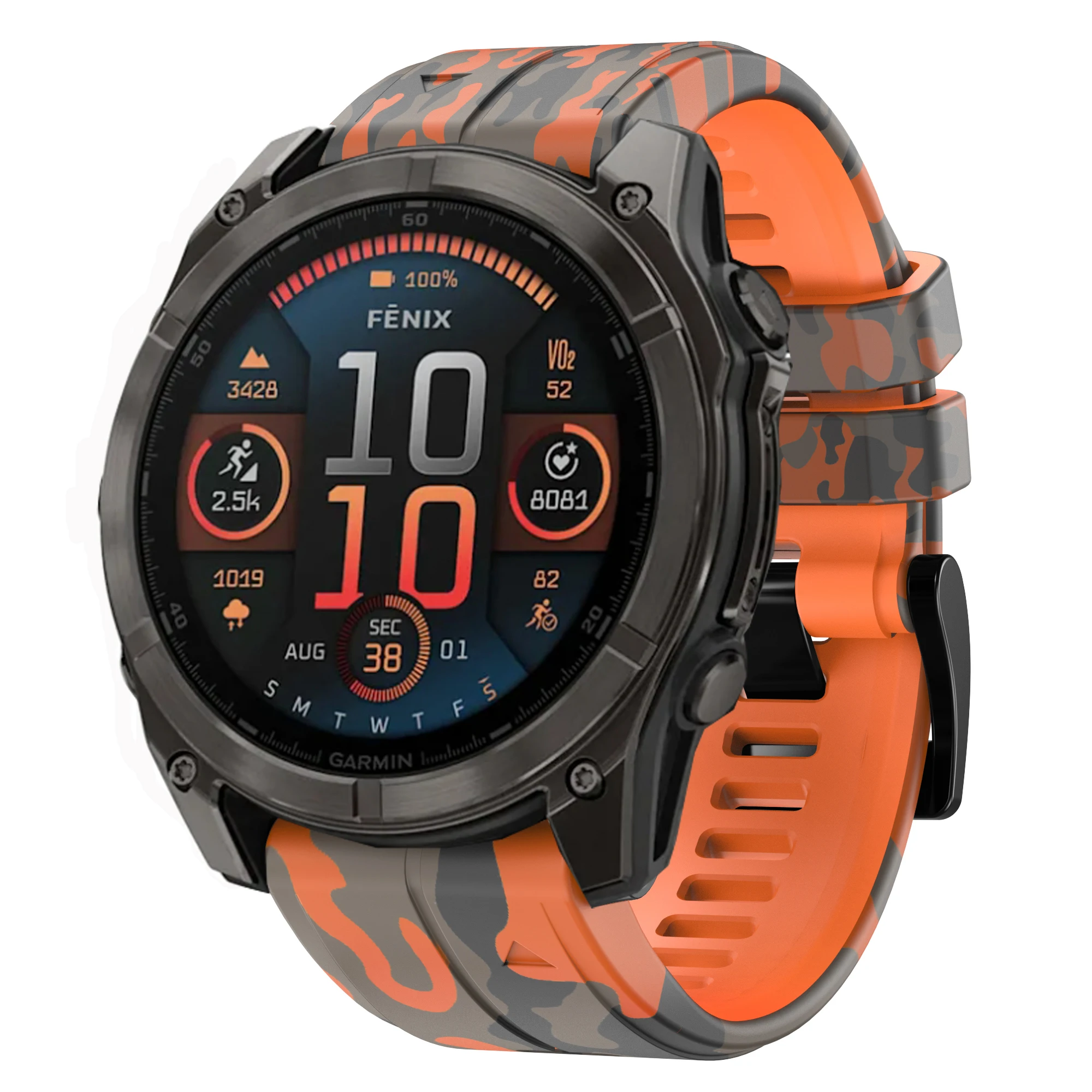 Correa de silicona de camuflaje de 22/26mm de ajuste rápido para Garmin Fenix 8 E 7X Pro Fenix 6X 6 5X 5Plus Epix 2 Instinct 3 50 45mm