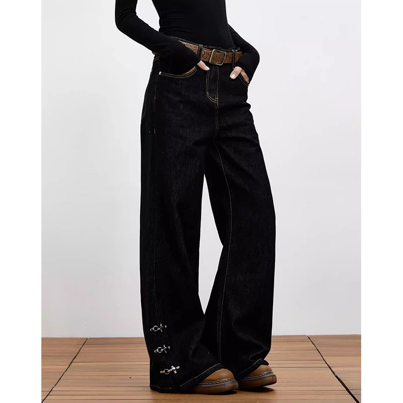 

Women Black Gothic Y2k Baggy Cargo Jeans Vintage Japandi Style Grunge Jean Pants Harajuku Oversize Denim Trousers Clothes