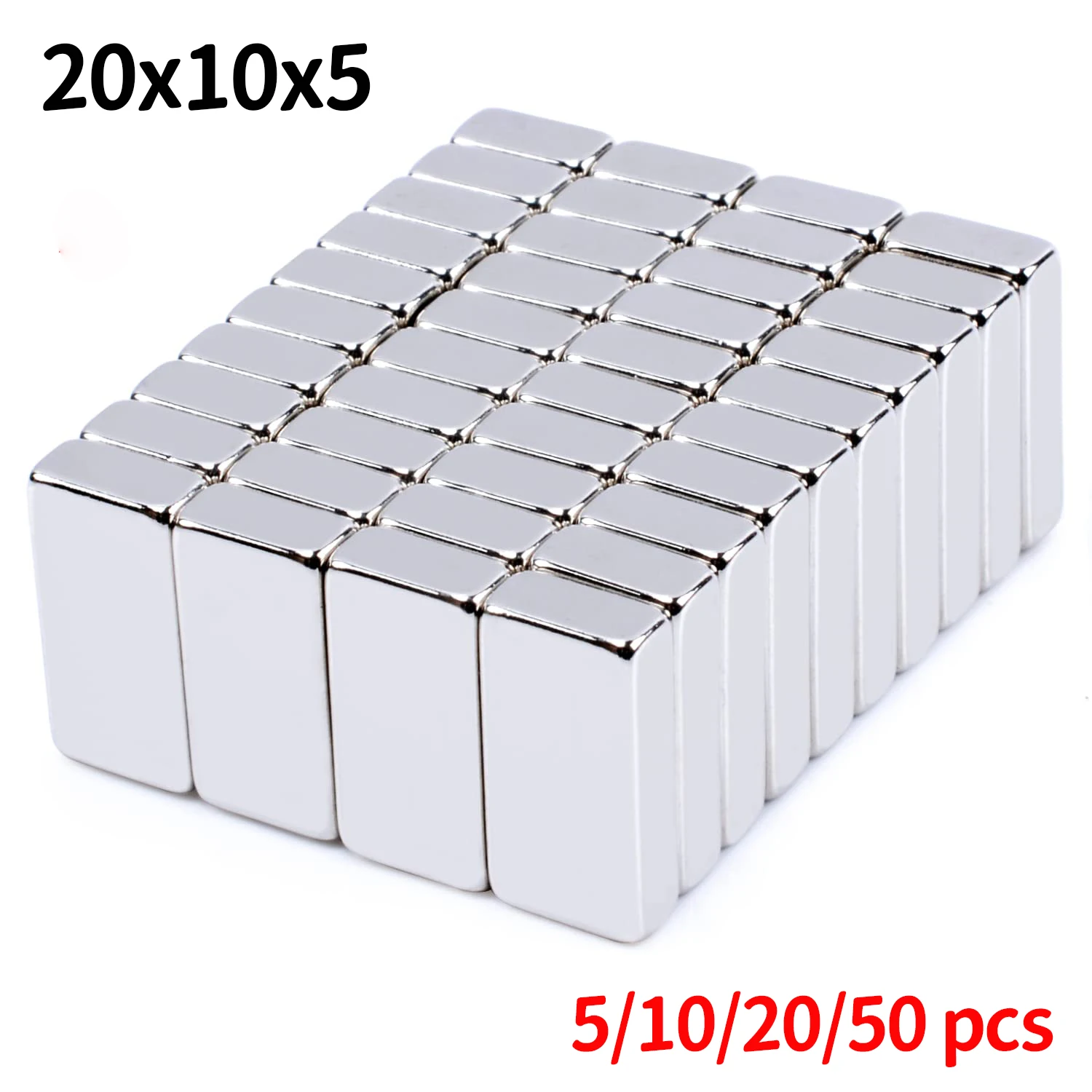 

5/10/20/50Pcs 20x10x5 Neodymium Magnet N35 NdFeB Block Super Powerful Permanent Magnetic Imanes 20*10*5mm Iman Neodimio Potente