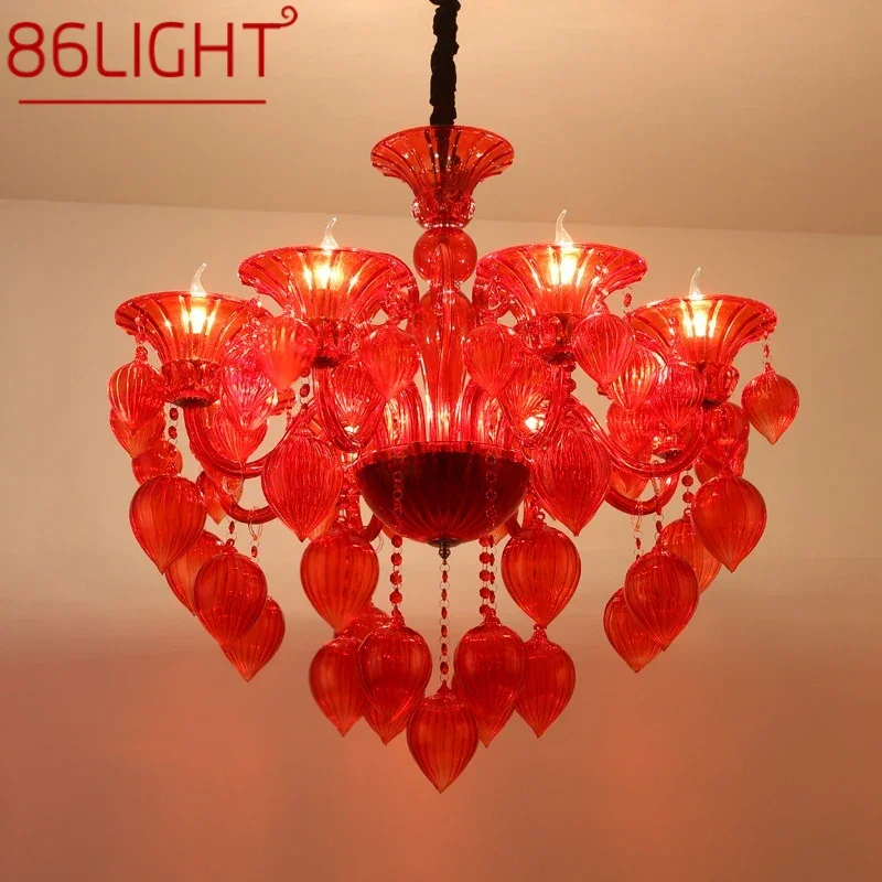 

86LIGHT European Pendent Lamp Red Candle Lamp Luxury Art Living Room Restaurant BedroomVilla Hotel KTV Chandelier