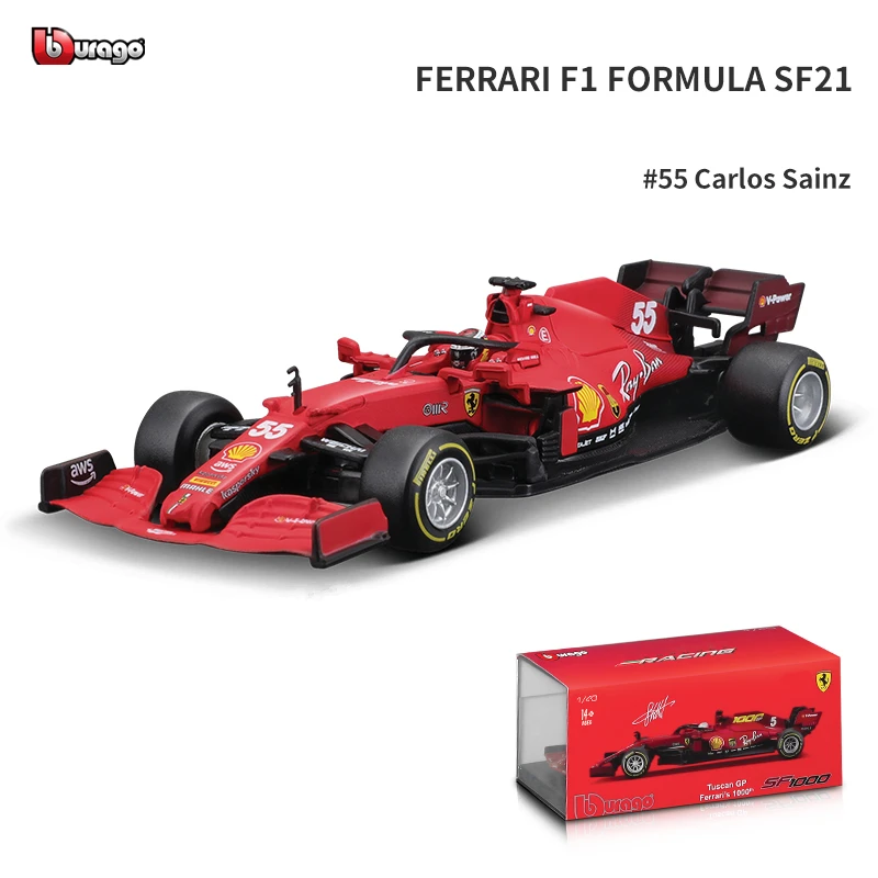 Bburago 1:43 2021 Ferrari F1 Formula SF21 #55 #16 Alloy Toy Car Model Carlos Sainz and Charles Leclerc Red Bull Racing