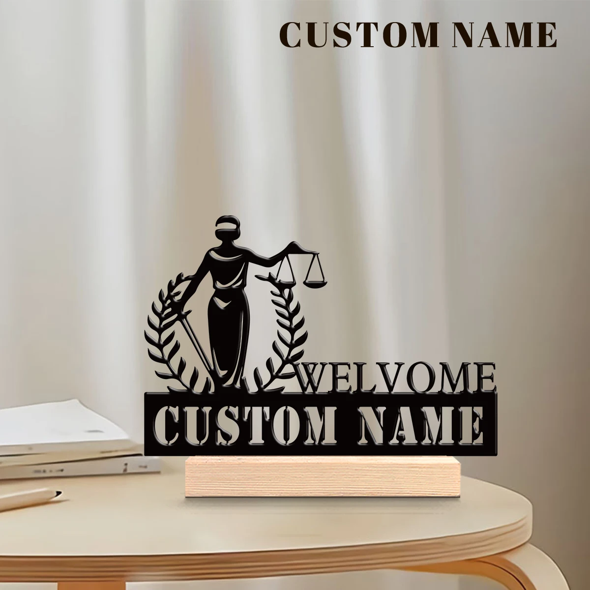 1pc Unique Personalized Metal Statue Ornaments Custom Name With Wooden Base Office Decoration,Christmas and Housewarming Gifts