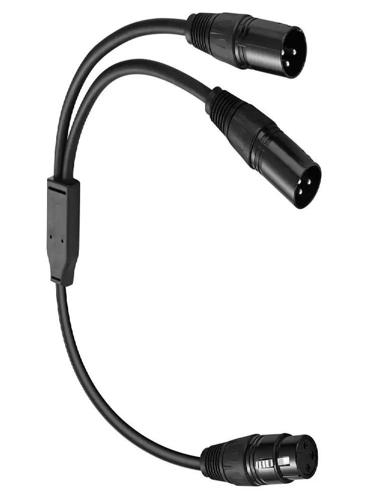 Profesjonalny kabel XLR 3-pinowy żeński na męski, rozdzielacz Y ze stopu cynku 1 na 2, oplot foliowy, ekranowany kabel mikrofonowy do miksera. — zdjęcie produktu 7