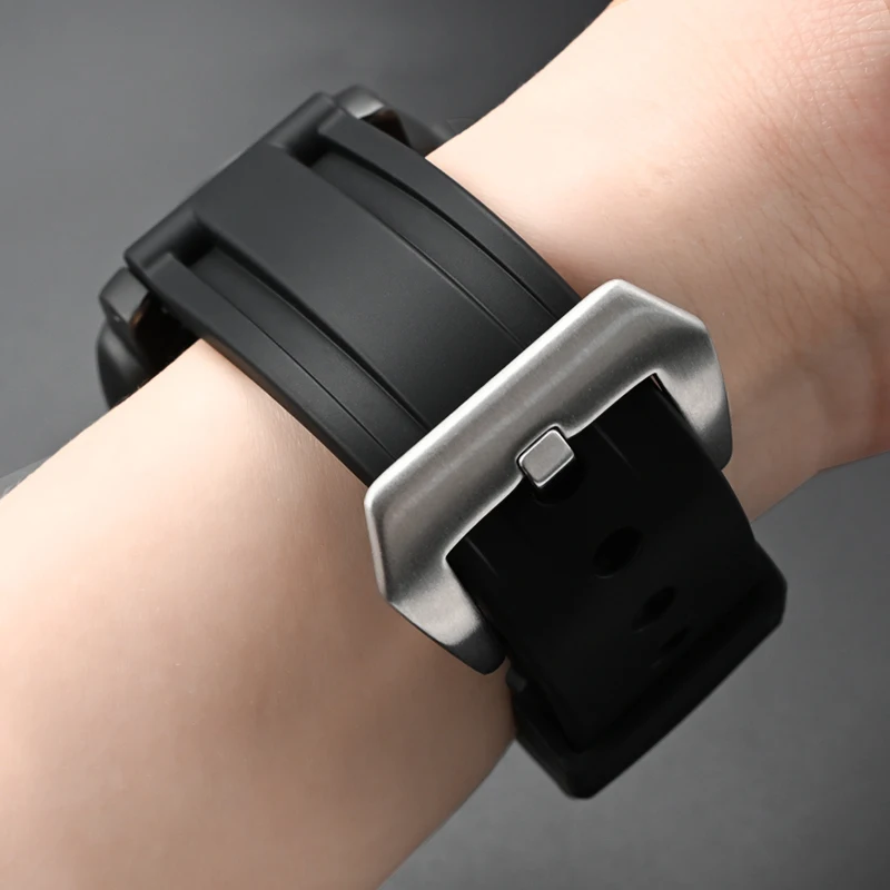20/22/24/26mm For Panerai Luminor Due PAM441/111/359/368/389/01312 Watch Band Silicone Rubber Strap Quick Release Bar Bracelet