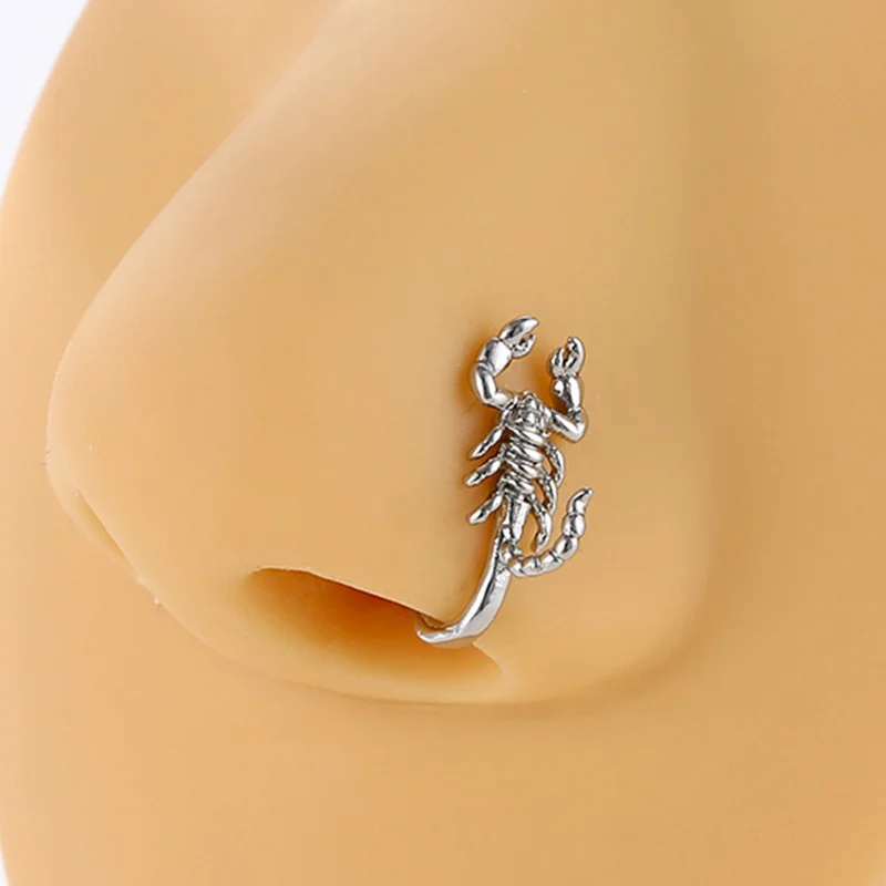 1 pezzo gioielli per il corpo scorpione rame finto Piercing anello al naso Clip sul naso orecchini a polsino dell\'orecchio per le donne ragazza