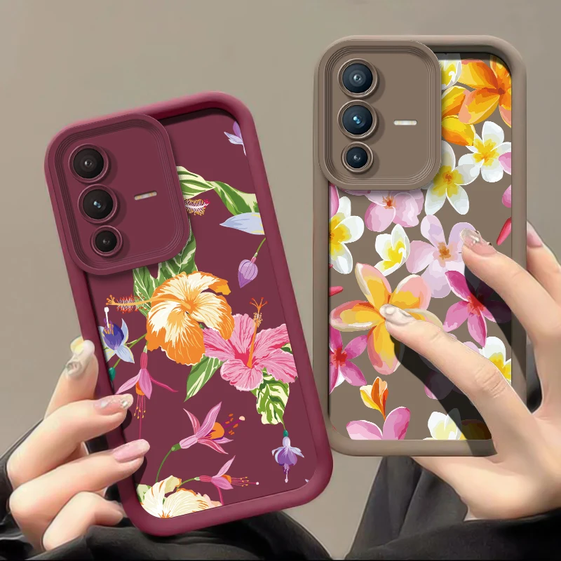 الفاخرة زهرة نمط جراب هاتف ل Vivo V60 V30E V29E V29 V27E V27 V50 V40 Pro V30 SE لينة سيليكون للصدمات ماتي غطاء #1