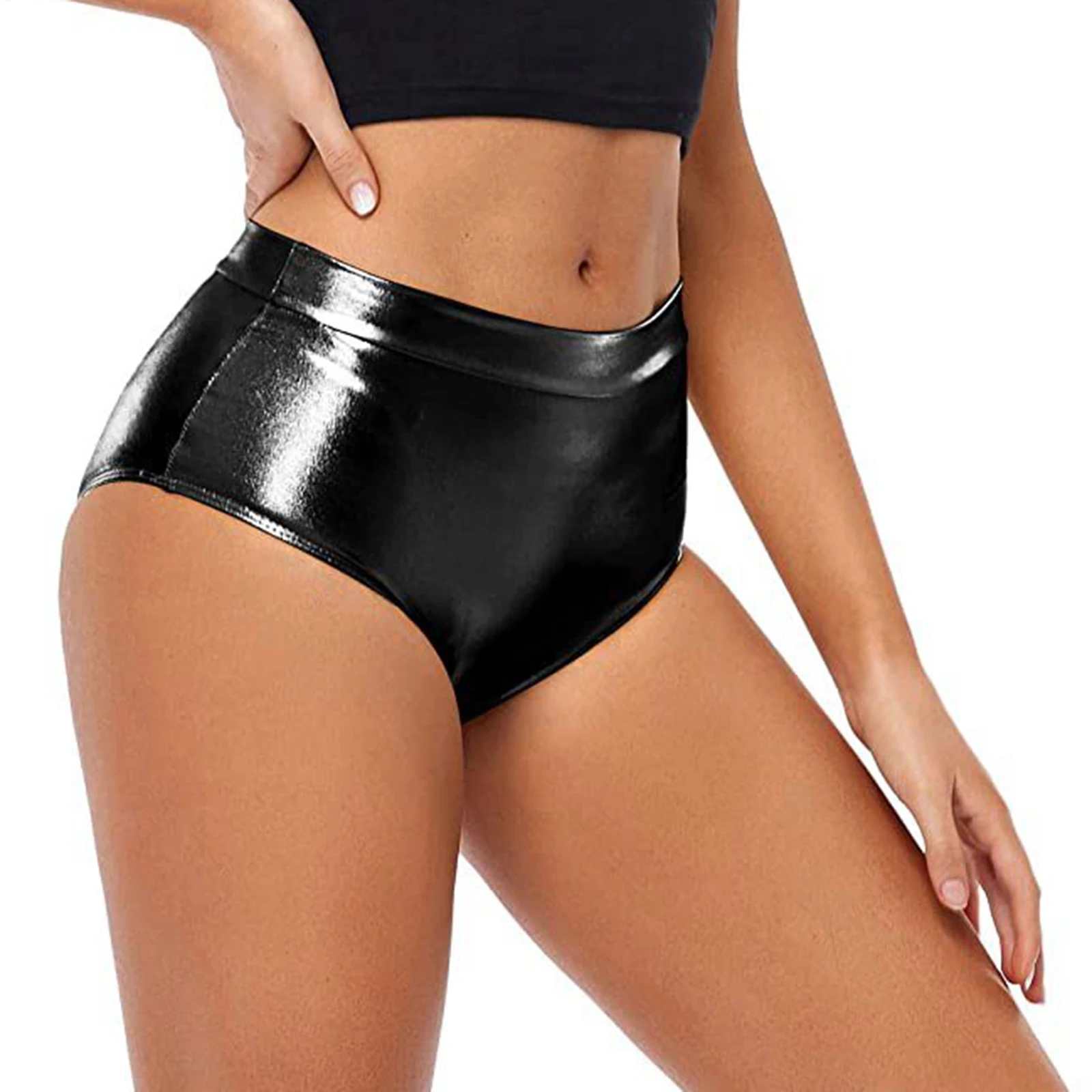 Womens Gymnastics Club Shorts Music Festival Rave Party Bottoms Shiny Panties Hot Pants Pole Dance Clubwear Metallic Booty Short