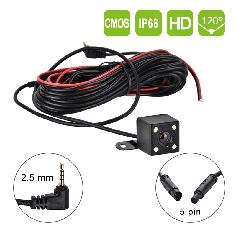 

12V 5.5 Meters Video Cable 5 Holes 120 Degree Wide Angle Digital Driving Recorder Rear Camera Waterproof Reversing Image Camera